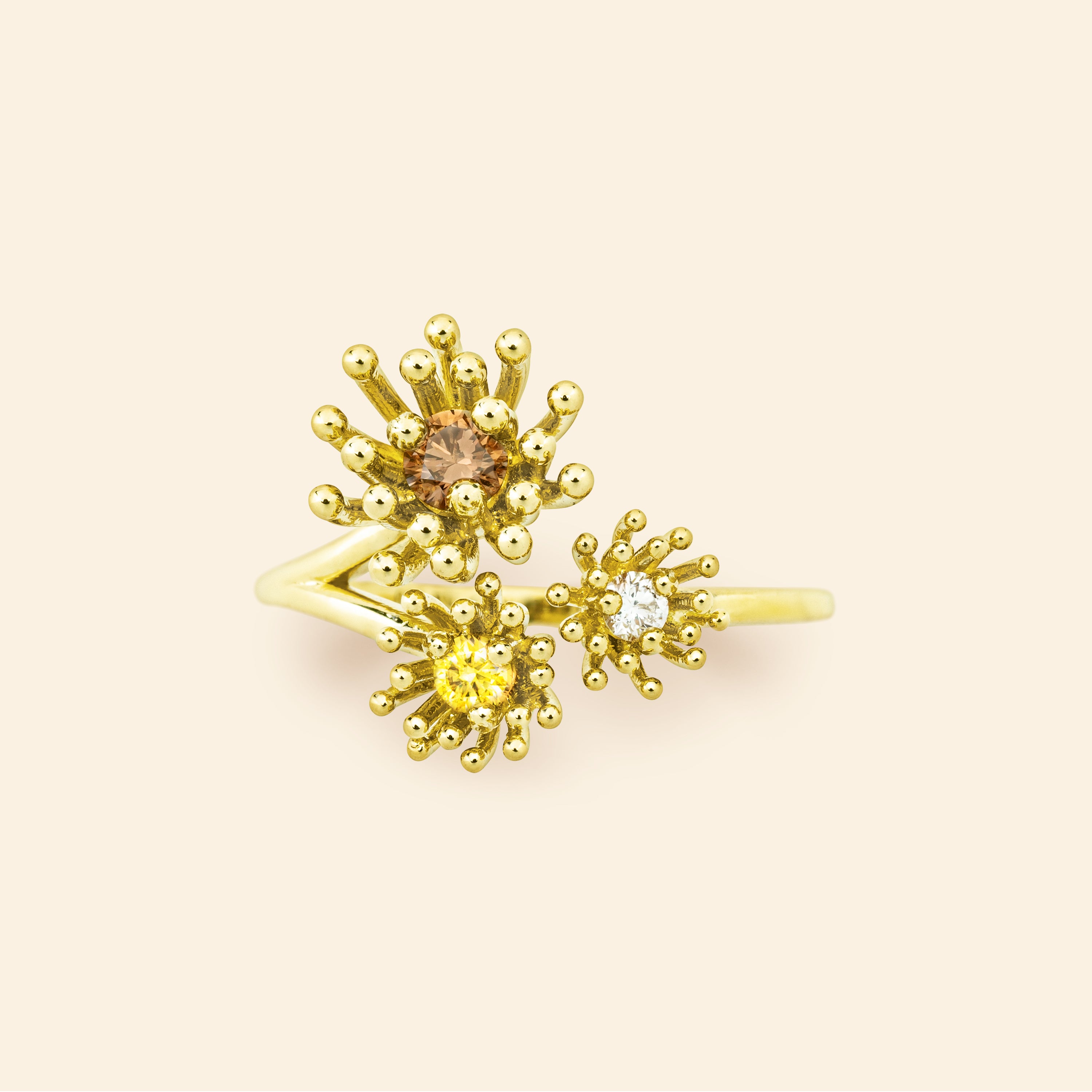 Le petit Cactus Vanille Ring 3 Patterns Diamond Green gold – Fine